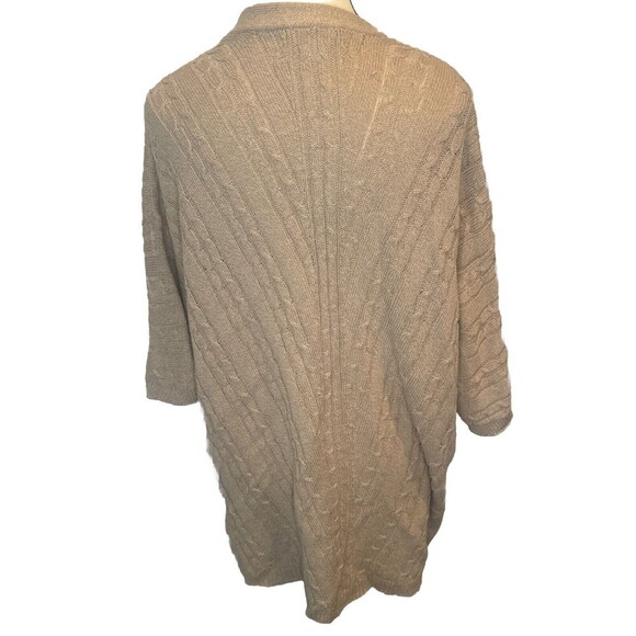 J. Jill TAN BEIGE Cable Knit Open Front Cardigan 3/4 Sleeves Petite XL - Picture 4 of 10